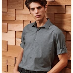 Poplin cross-dye roll sleeve shirt